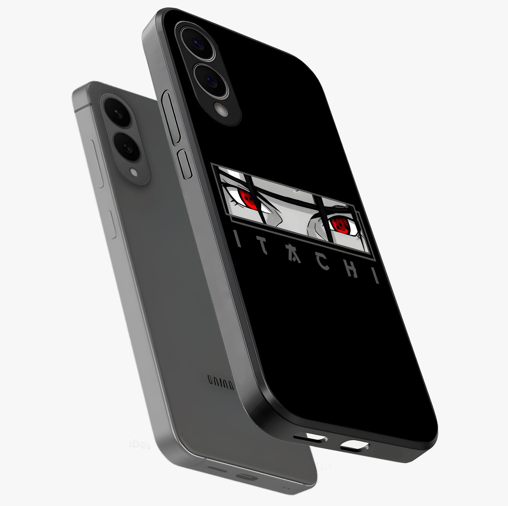Scarlet Gaze Dominance Glass Case displayed in angled mockup highlighting intense visual design with bold scarlet aesthetic.