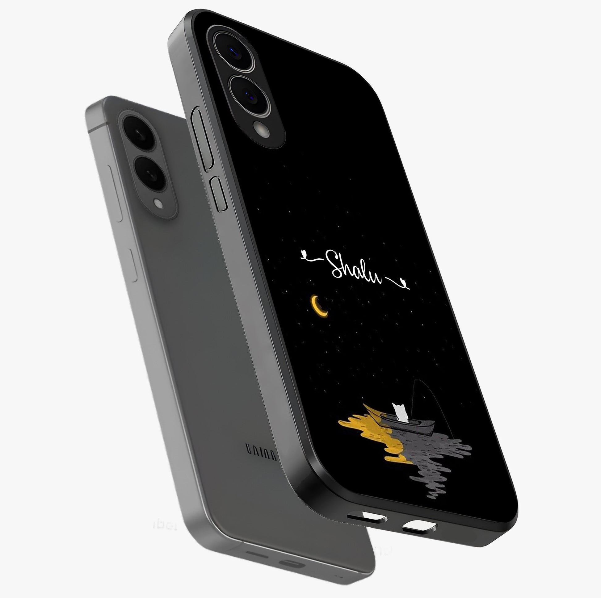 Silent Night Row Glass Case displayed in angled mockup highlighting peaceful evening design with dreamy night aesthetic.