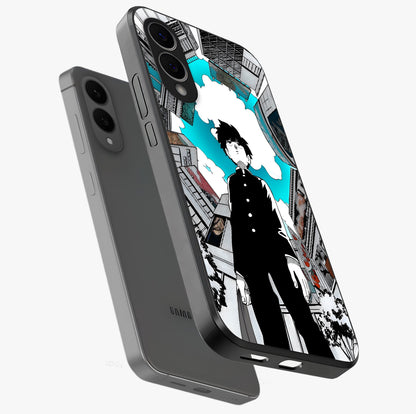 Silent Psychic Awakening Glass Case displayed in angled mockup highlighting spiritual awakening design with cosmic aesthetic.