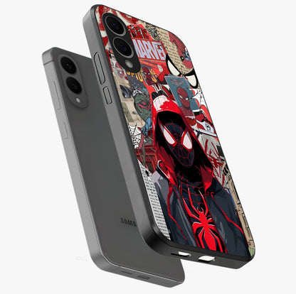 Spider Collage Street Glass Case displayed in angled mockup highlighting dynamic street style collage design with comic aesthetic.