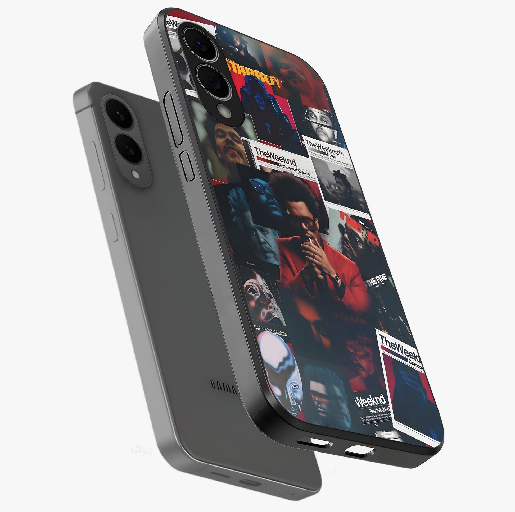 The Weeknd Glass Case displayed in angled mockup highlighting stylish pop culture inspired design with modern aesthetic.