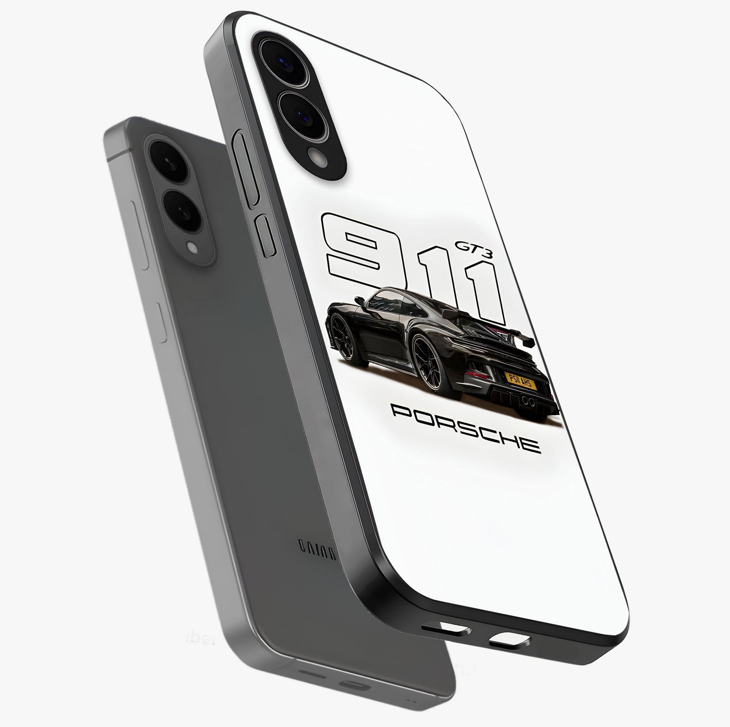 Turbo Legacy Icon Glass Case displayed in angled mockup highlighting dynamic automotive design with performance aesthetic.