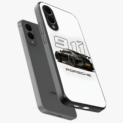 Turbo Legacy Icon Glass Case displayed in angled mockup highlighting dynamic automotive design with performance aesthetic.