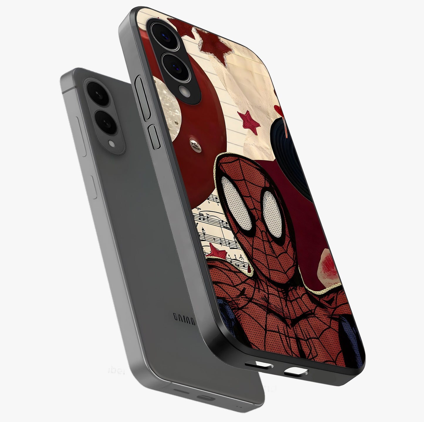 Web Warrior Vibes Glass Case displayed in angled mockup highlighting dynamic web design with comic style aesthetic.