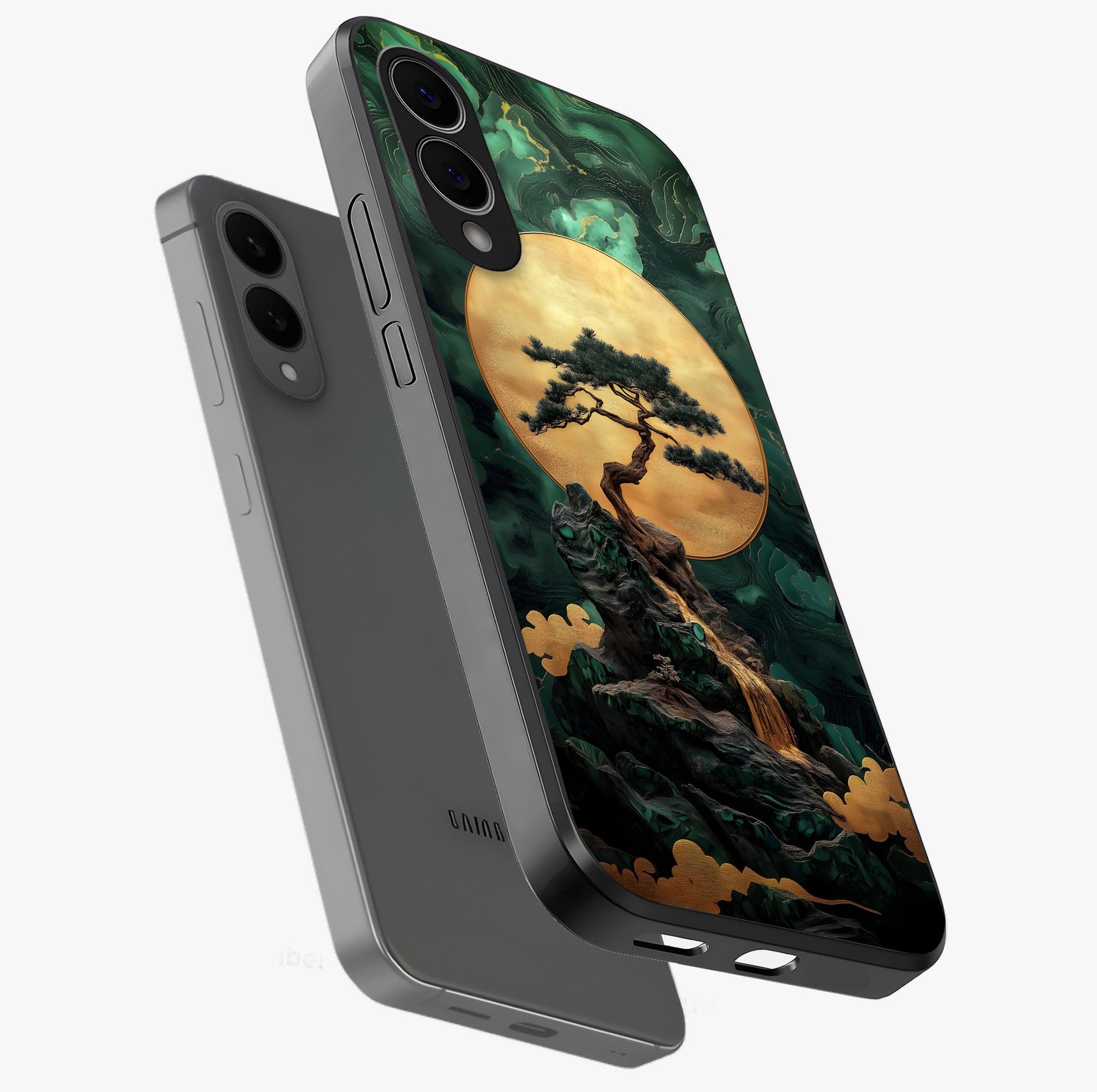 Zen Moon Rise Glass Case displayed in angled mockup highlighting peaceful lunar design with zen aesthetic style.