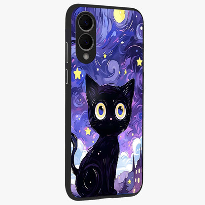 Abstract Cat Art Glass Case upright view showcasing creative feline illustration and aesthetic artistic style.