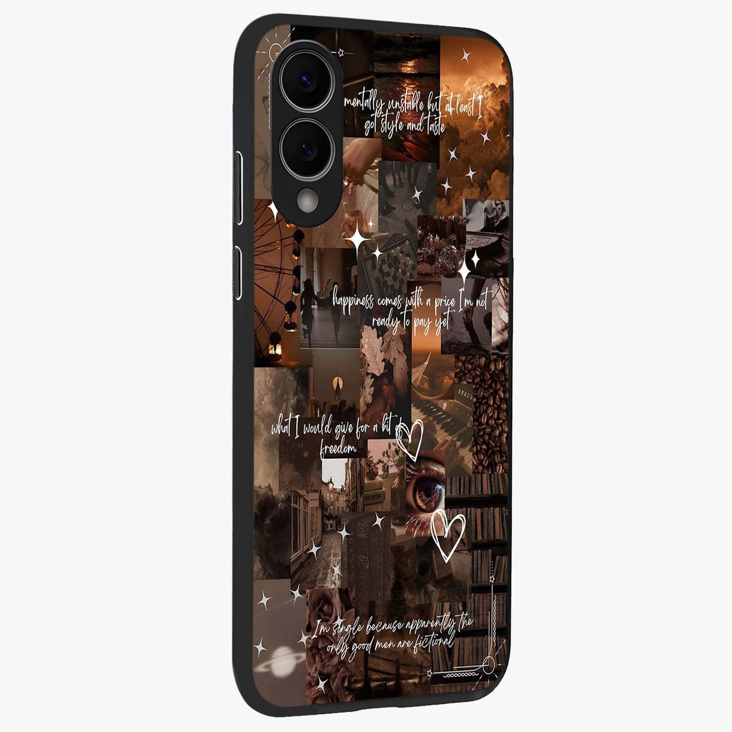 Bittersweet Aesthetic Chaos Glass Case upright view showcasing bold artistic chaos design with modern aesthetic style.