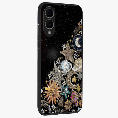 Cosmic Sparkle Dreams Glass Case upright view showcasing glowing cosmic artwork with magical galaxy theme.
