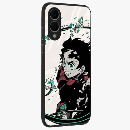 Demon Slayer Glass Case upright view showcasing powerful anime artwork with intense warrior theme.