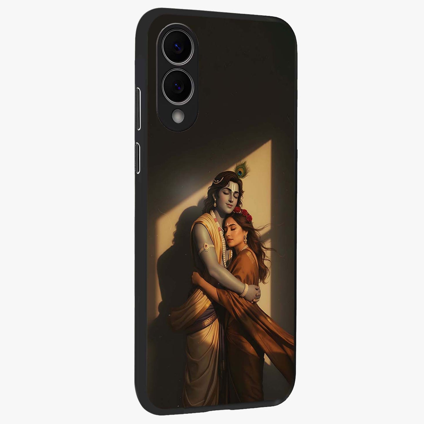 Divine Eternal Love Glass Case upright view showcasing graceful spiritual artwork with eternal love theme.