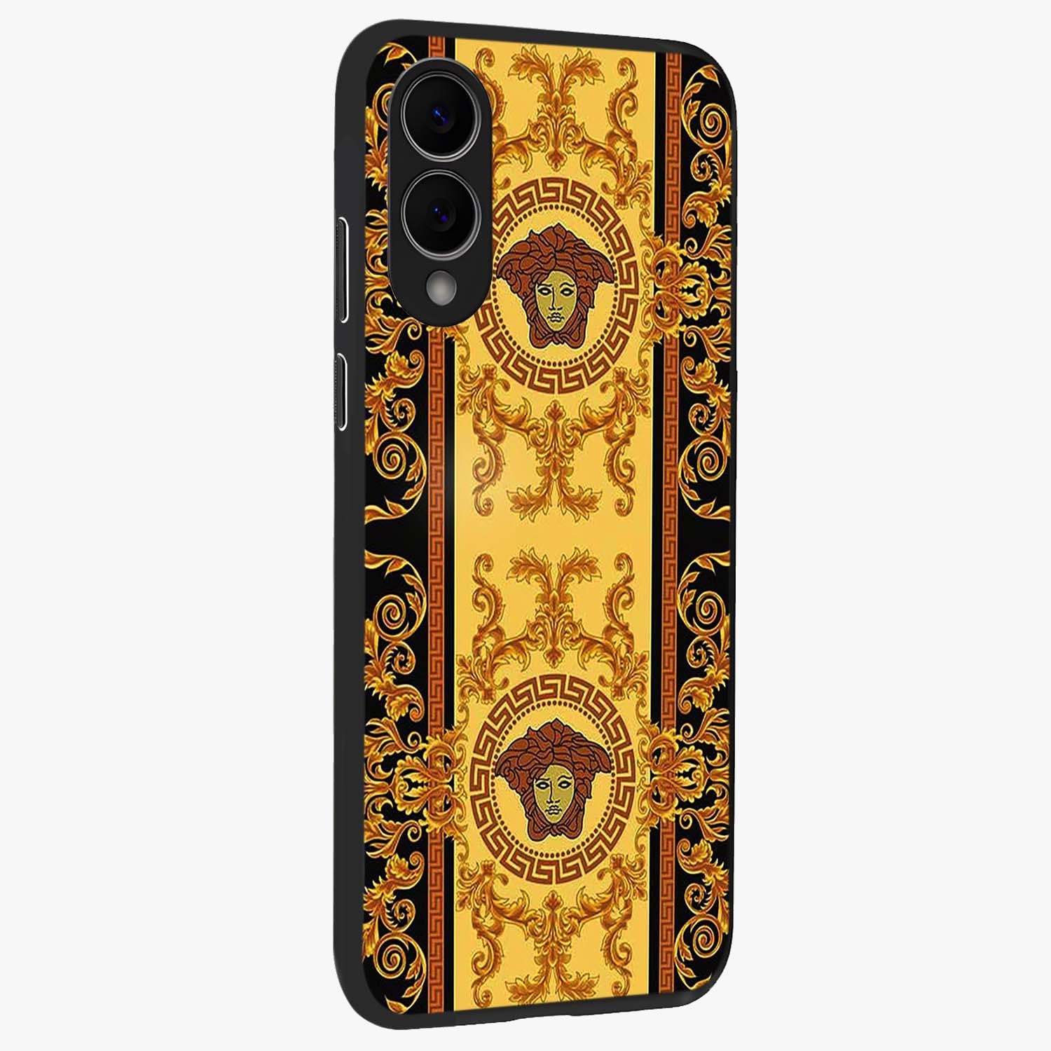 Golden Lotus Glow Glass Case upright view showcasing luminous lotus artwork with peaceful divine theme.