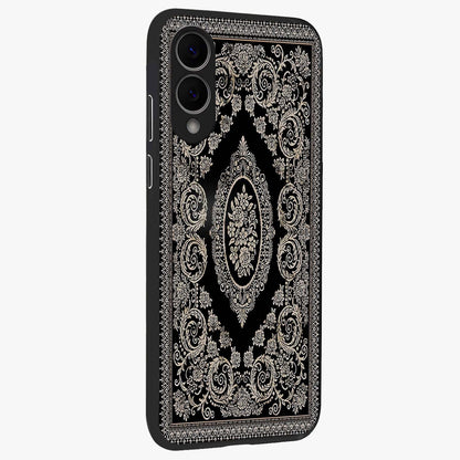 Noir Bloom Elegance Glass Case upright view showcasing graceful floral artwork with luxurious dark theme.