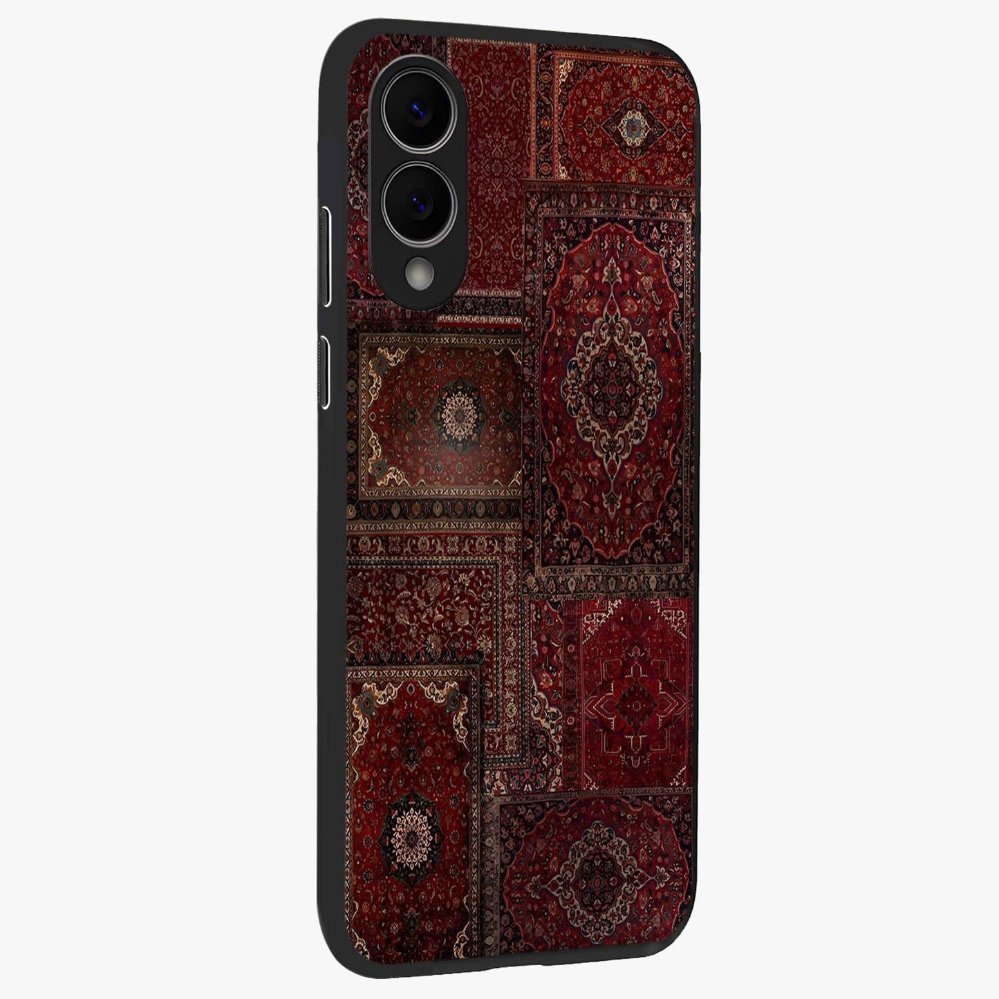 Persian Velvet Tale Glass Case upright view showcasing elegant Persian artwork with classic heritage theme.