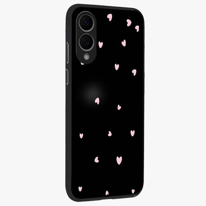 Pink Love Drops Glass Case upright view showcasing charming heart drop artwork with romantic playful theme.