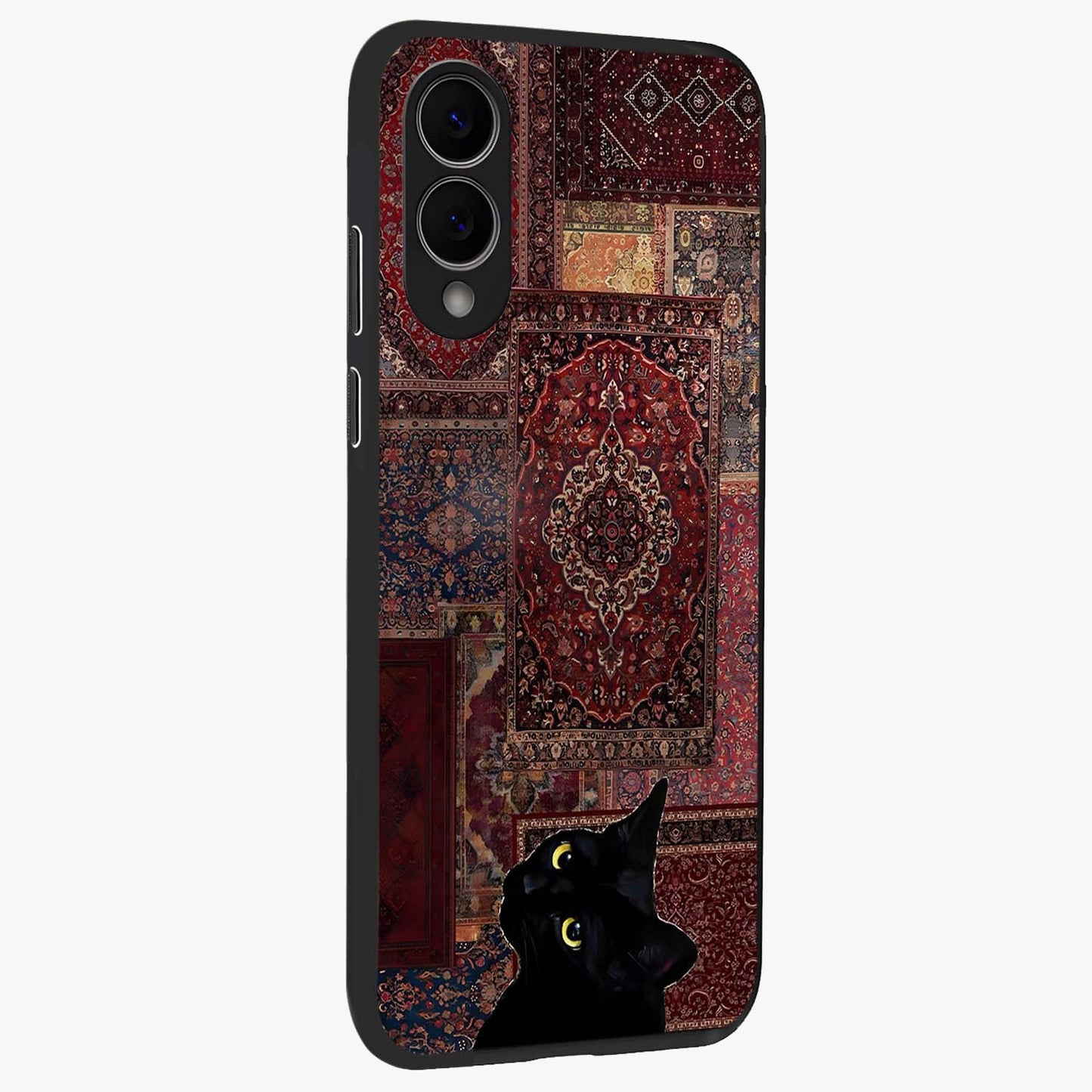 Regal Magic Cat Apple Glass Case upright view showcasing charming cat artwork with playful magical theme.
