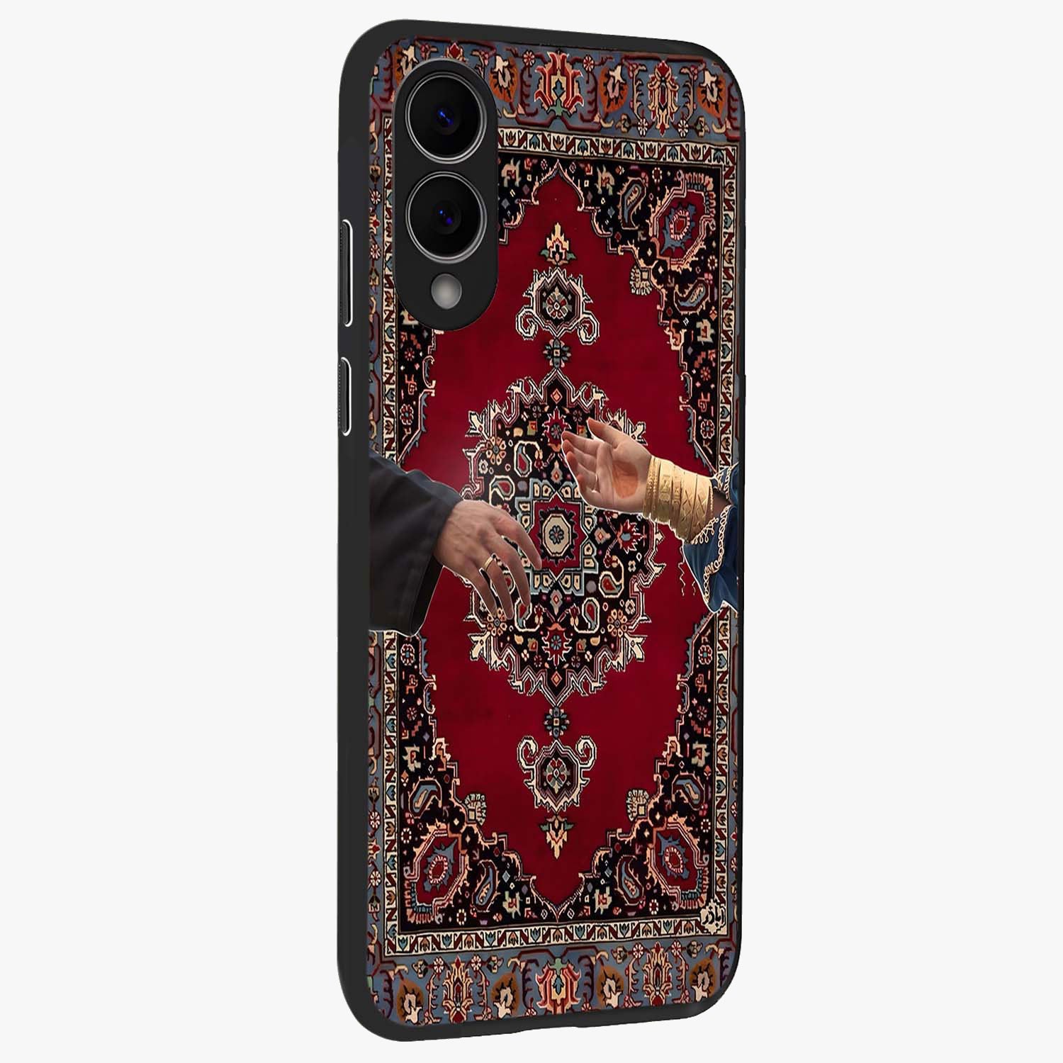Royal Touch Reach Glass Case upright view showcasing stylish royal inspired artwork with graceful theme.
