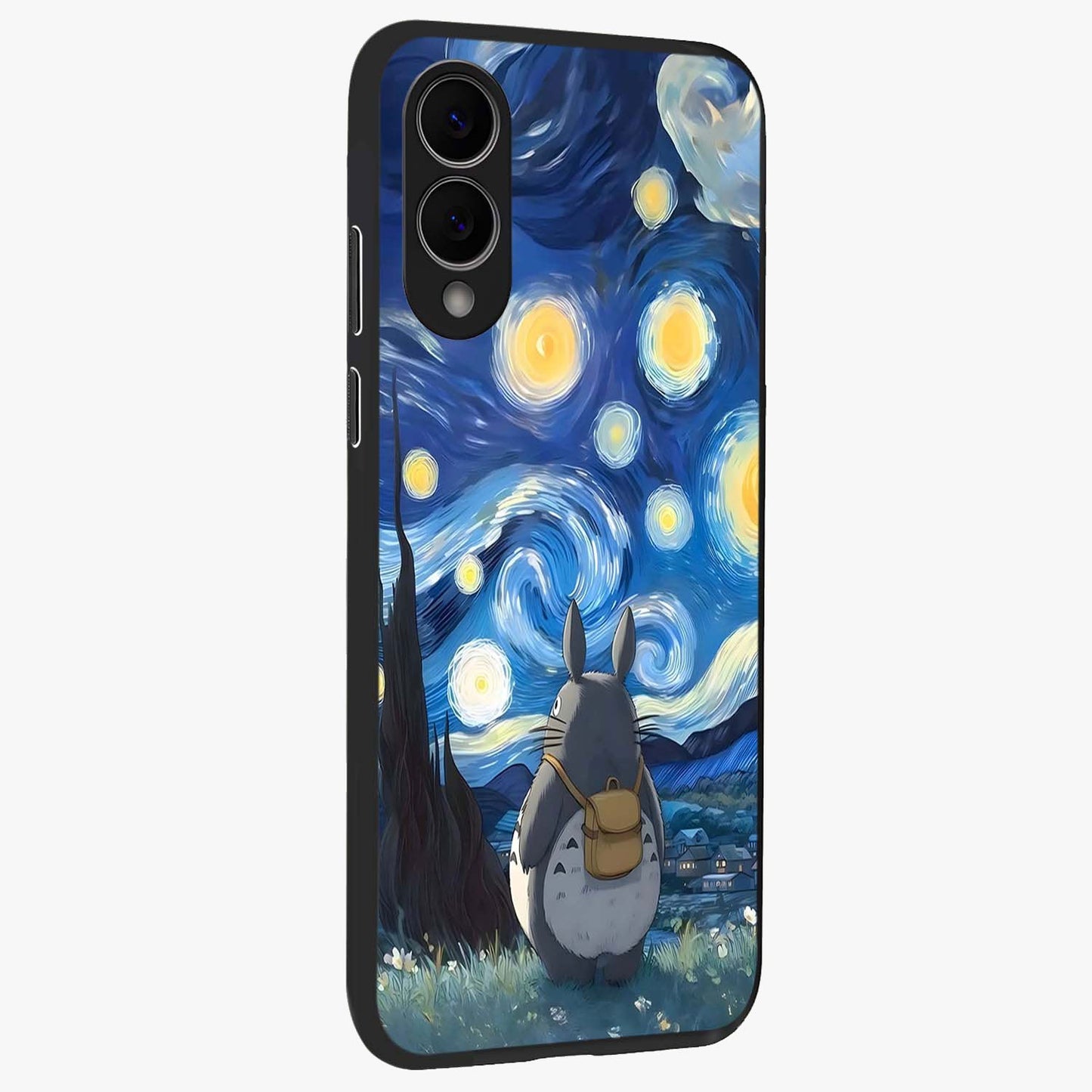 Totoro In Van Gogh Art Glass Case upright view showcasing creative character artwork with painterly artistic theme.
