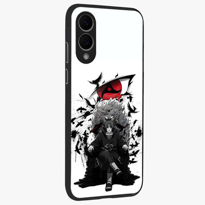Uchiha Shadow Throne Glass Case upright view showcasing magical underwater galaxy artwork with vibrant cosmic theme.