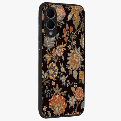 Vintage Floral Dream Glass Case upright view showcasing delicate floral artwork with timeless vintage theme.