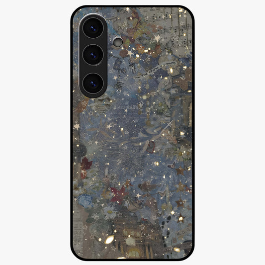 Aesthetic Astrolophia Glass Case showing flat back view with dreamy aesthetic design and glossy glass finish.