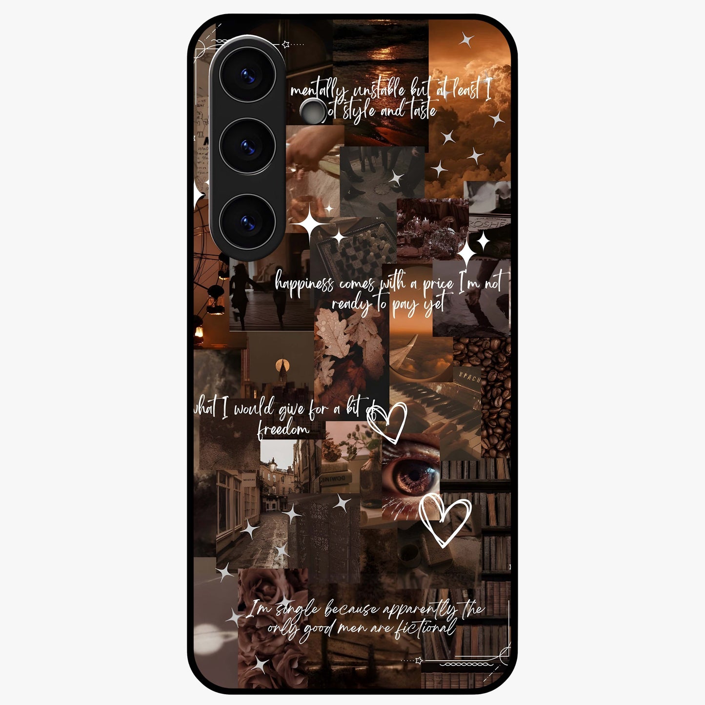 Bittersweet Aesthetic Chaos Glass Case showing flat back view with artistic chaotic aesthetic design and glossy glass finish.