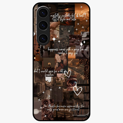 Bittersweet Aesthetic Chaos Glass Case showing flat back view with artistic chaotic aesthetic design and glossy glass finish.