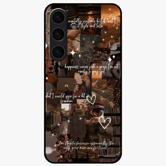 Bittersweet Aesthetic Chaos Glass Case showing flat back view with artistic chaotic aesthetic design and glossy glass finish.
