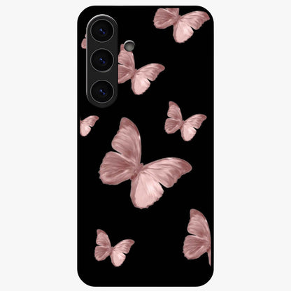Butterfly Pattern Glass Case showing flat back view with elegant butterfly pattern artwork and glossy glass finish.