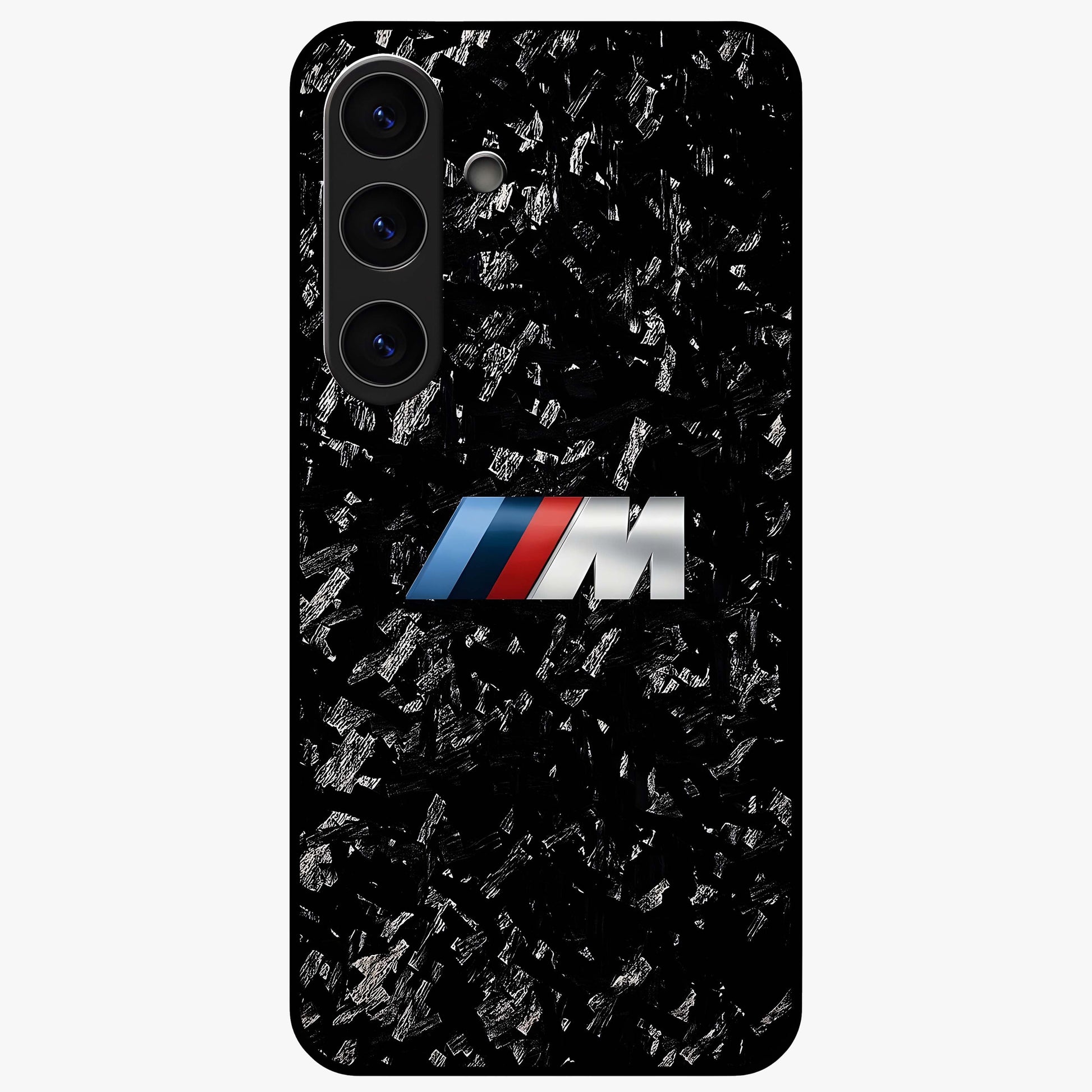 Carbon Speed Mark Glass Case showing flat back view with sporty carbon pattern artwork and glossy glass finish.