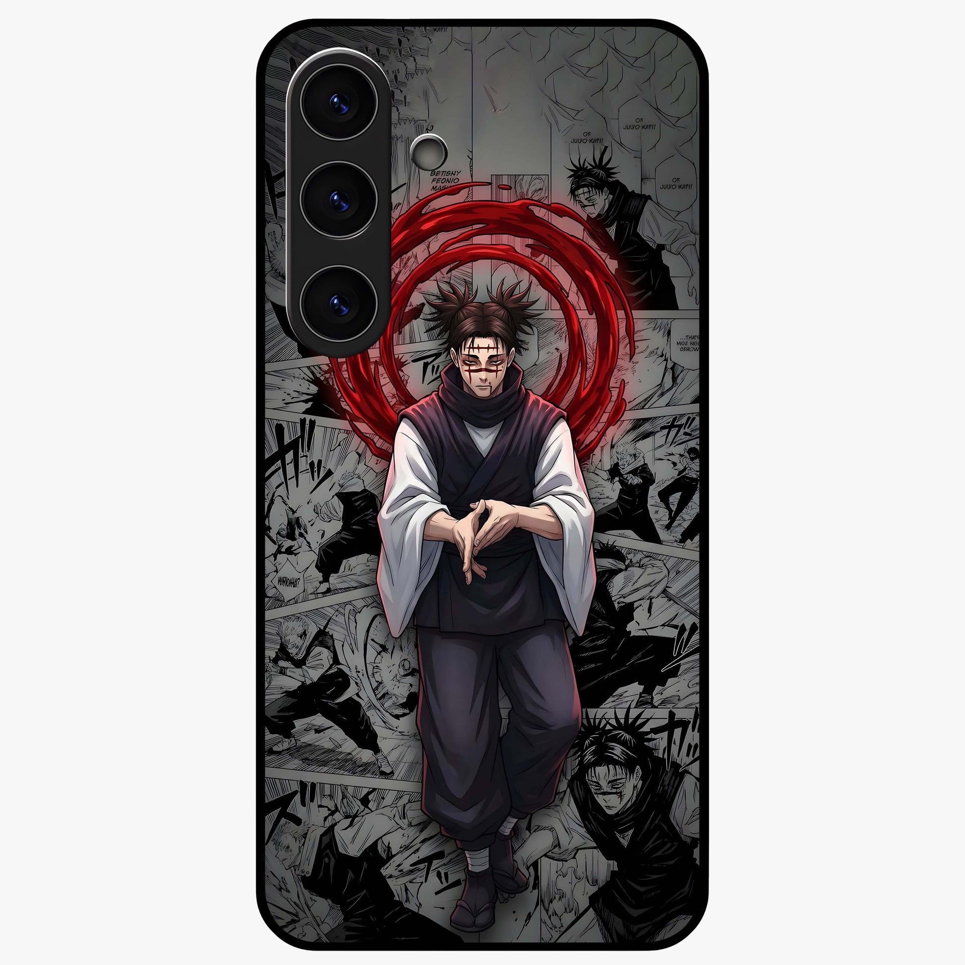 Cursed Ritual Ascension Glass Case showing flat back view with dark ritual themed artwork and glossy glass finish.