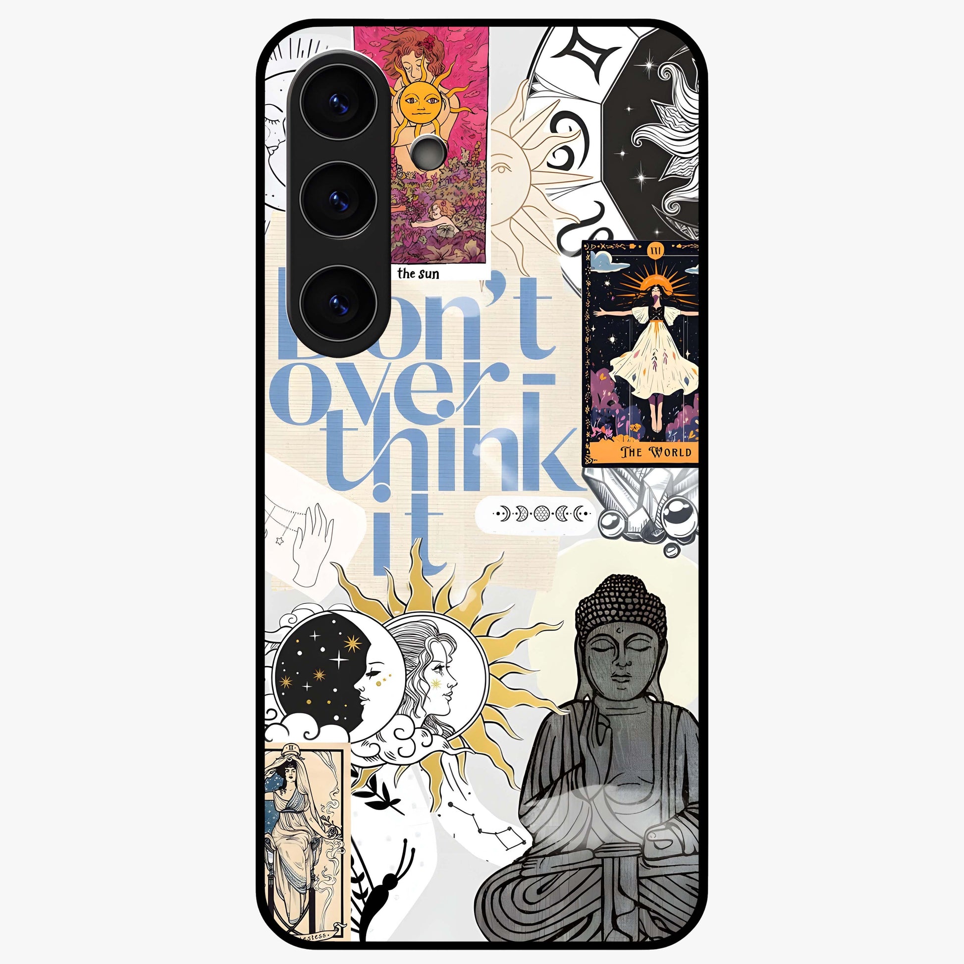 Ethereal Thoughts Glass Case showing flat back view with dreamy artistic artwork and glossy glass finish.
