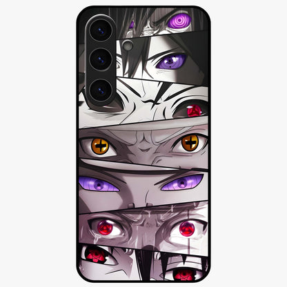 Eyes of Destiny Glass Case showing flat back view with striking eye themed artwork and glossy glass finish.