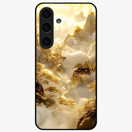 Gates Of Illumination Glass Case showing flat back view with mystical illuminated gate artwork and glossy glass finish.