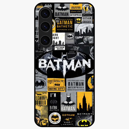 Knight Gotham Rise Glass Case showing flat back view with dark hero inspired artwork and glossy glass finish.