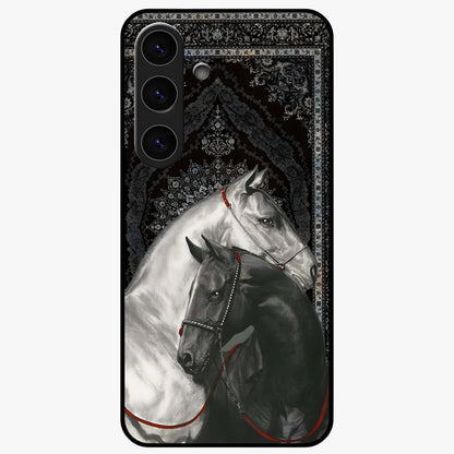 Majestic Ride Legacy Glass Case showing flat back view with powerful automotive inspired artwork and glossy glass finish.