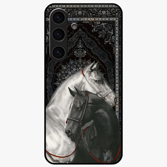 Majestic Ride Legacy Glass Case showing flat back view with powerful automotive inspired artwork and glossy glass finish.