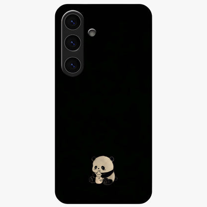 Midnight Panda Love Glass Case showing flat back view with cute panda themed artwork and glossy glass finish.