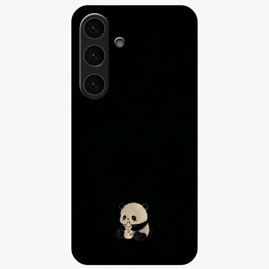 Midnight Panda Love Glass Case showing flat back view with cute panda themed artwork and glossy glass finish.