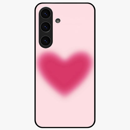 Pink Aura Heart Glass Case showing flat back view with glowing heart artwork and glossy glass finish.