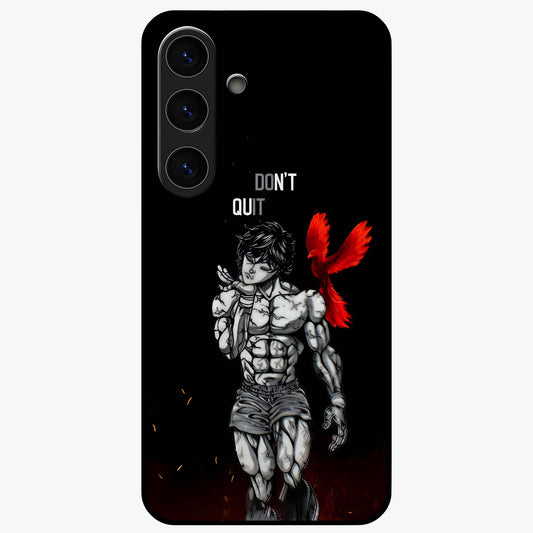 Rise Beyond Limits Glass Case showing flat back view with motivational typography artwork and glossy glass finish.