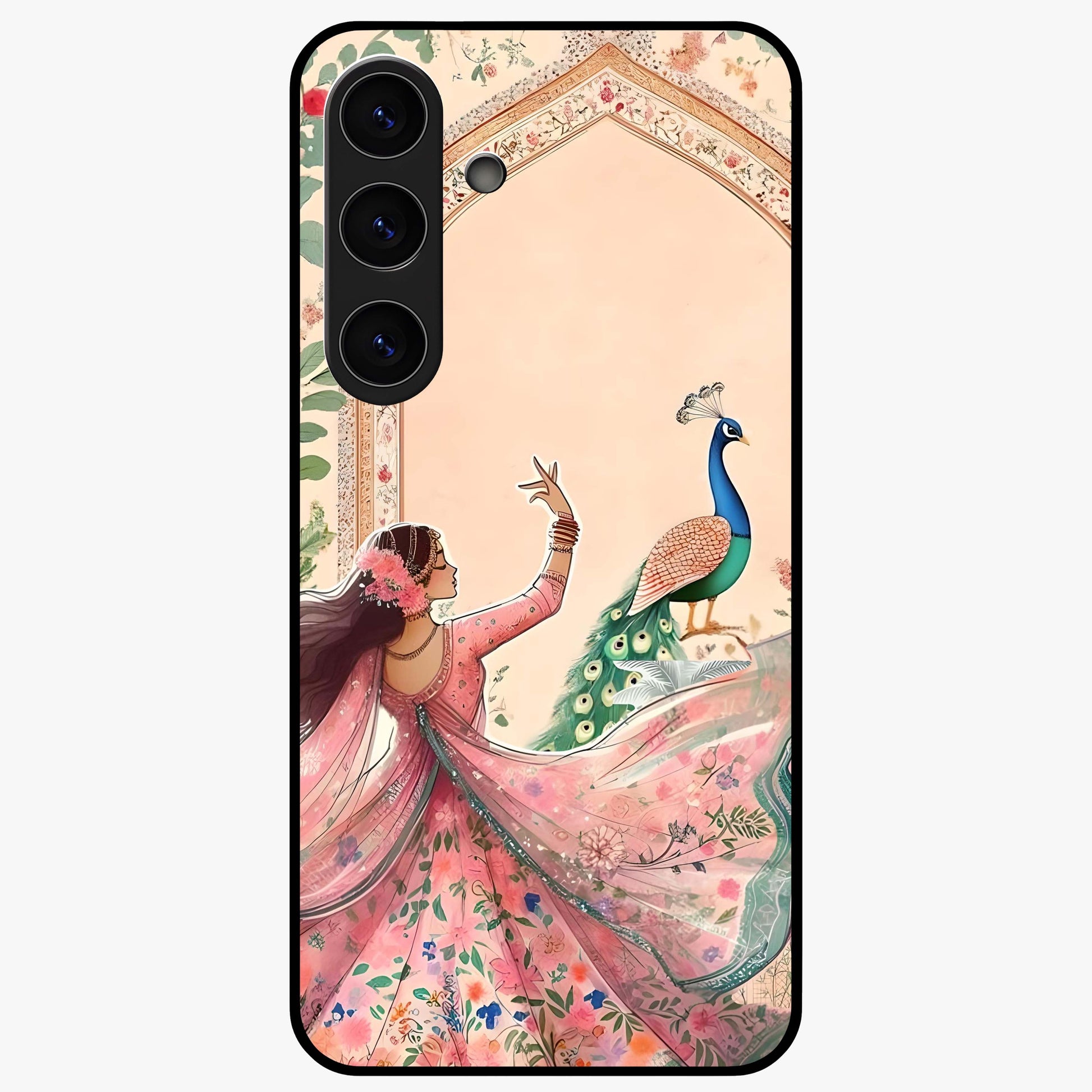 Royal Grace Muse Glass Case showing flat back view with elegant artistic artwork and glossy glass finish.