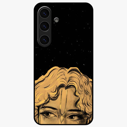 Shri Krishna Art Glass Case showing flat back view with devotional Krishna artwork and glossy glass finish.