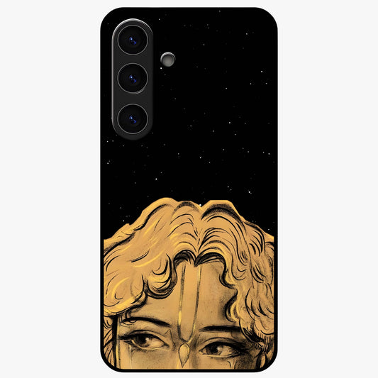 Shri Krishna Art Glass Case showing flat back view with devotional Krishna artwork and glossy glass finish.
