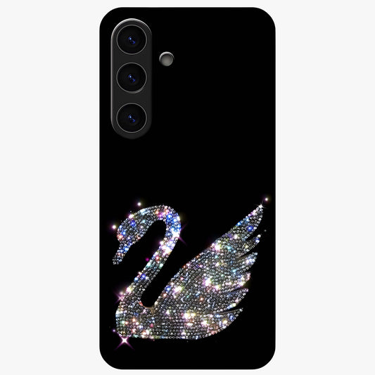 Starlit Swan Grace Glass Case showing flat back view with graceful swan artwork under starry sky and glossy glass finish.