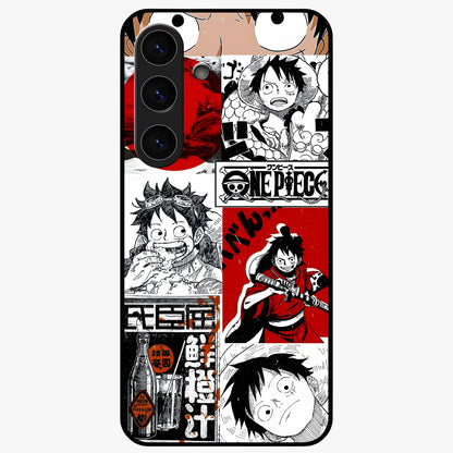 Strawhat Chaos Panels Glass Case showing flat back view with anime inspired chaos panel artwork and glossy glass finish.