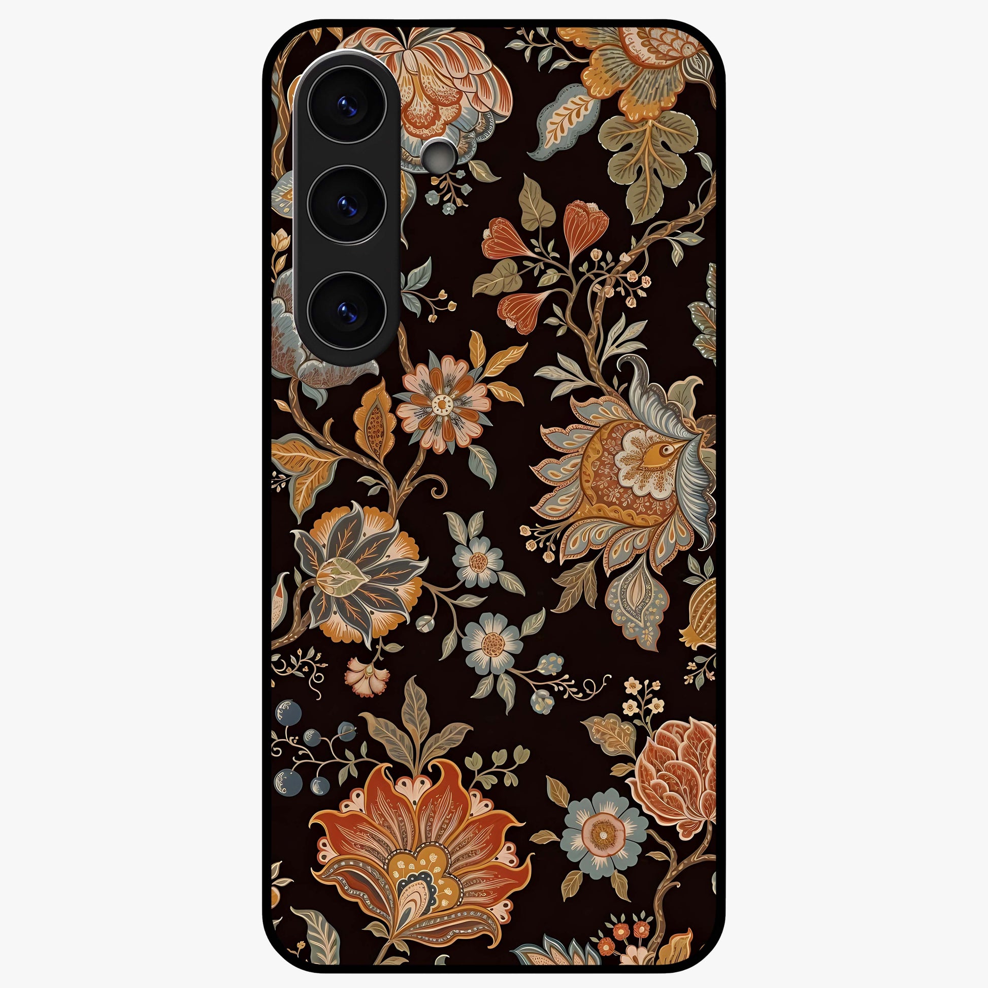 Vintage Floral Dream Glass Case showing flat back view with classic floral artwork and glossy glass finish.