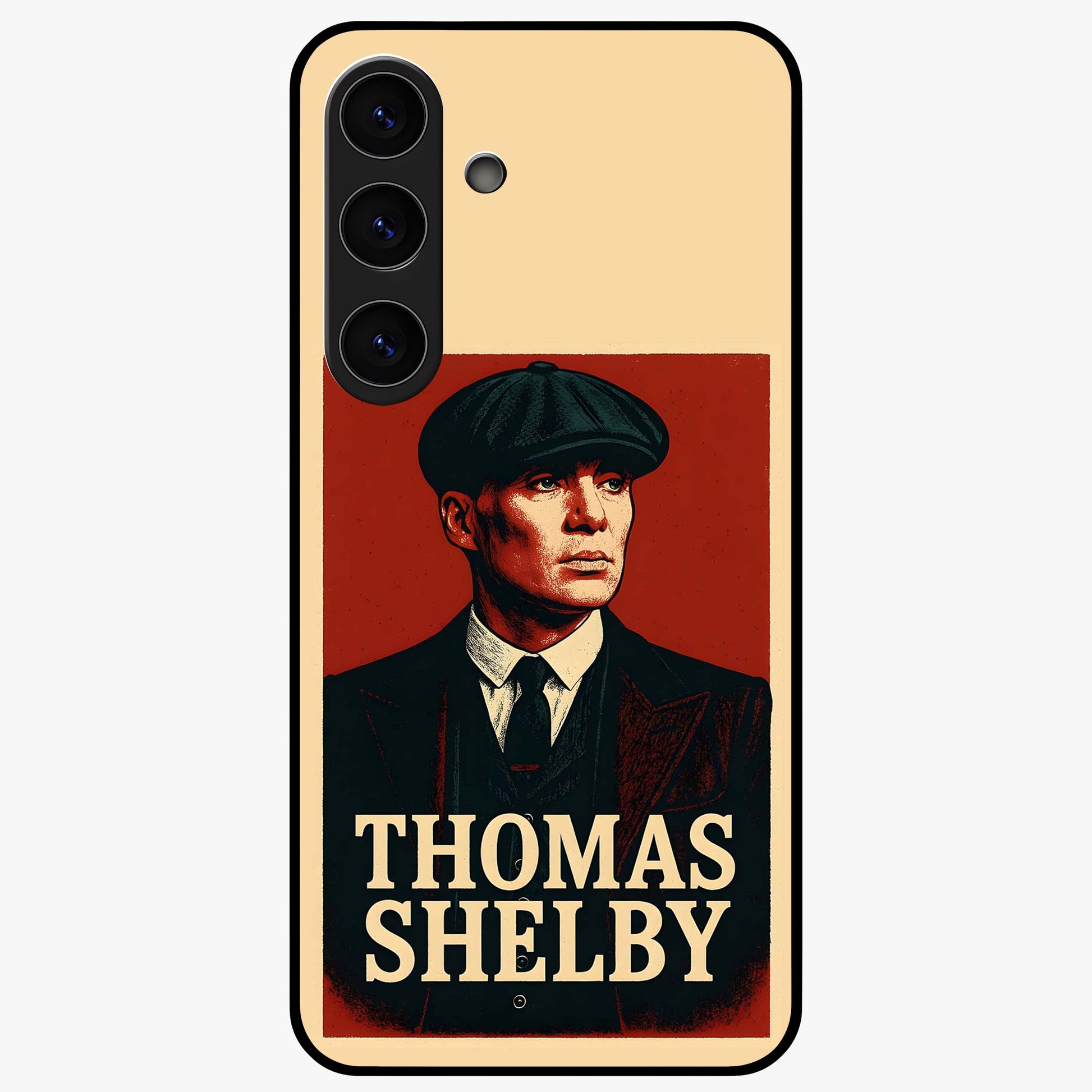Vintage Mafia Authority Glass Case showing flat back view with bold vintage mafia inspired artwork and glossy glass finish.