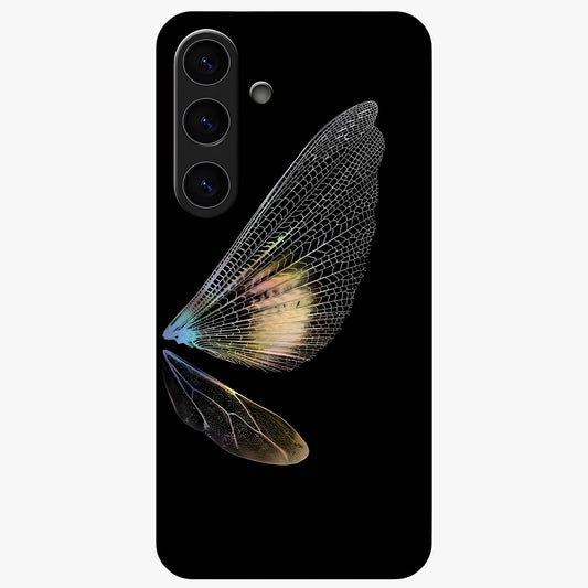 Whispers Of Wings Glass Case showing flat back view with graceful wing inspired artwork and glossy glass finish.