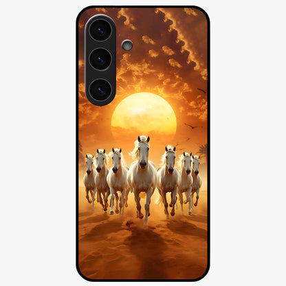 Wild Sunset Majesty Glass Case showing flat back view with majestic sunset landscape artwork and glossy glass finish.
