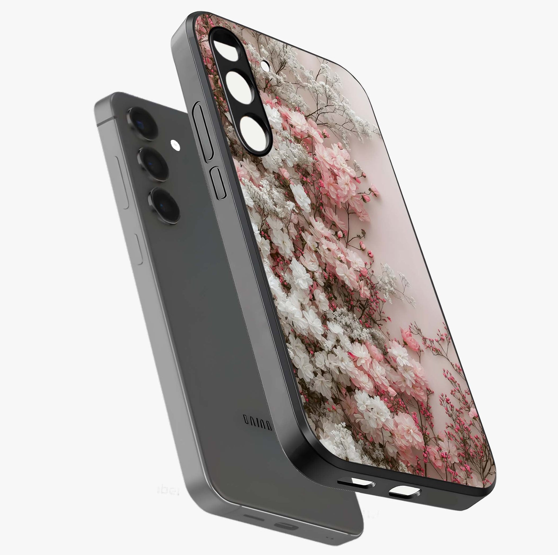 Blush Blossom Cloud Glass Case displayed in angled mockup highlighting soft cloud and blossom design with pastel aesthetic.